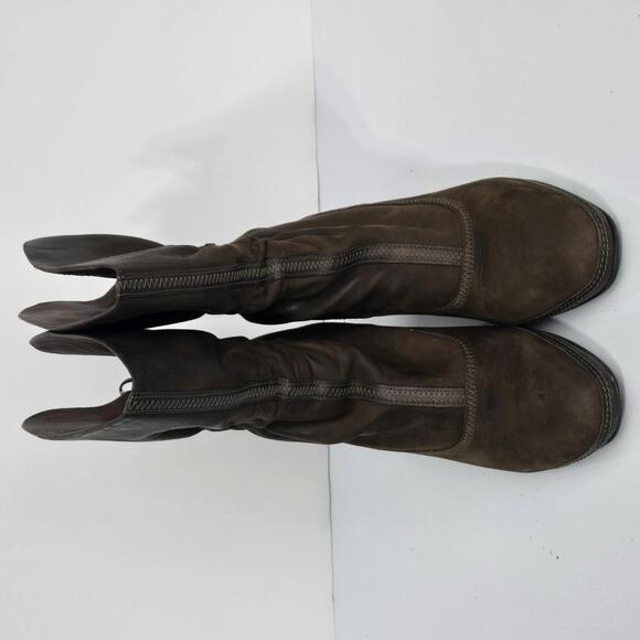 997 Clarks Artisan Womens Brown Leather‎ Ruched Corset Tie Booties Size 9.5 - Picture 2 of 9
